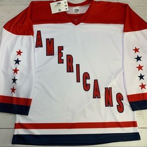 New OT Sports Allen Americans Hockey Jersey ECHL Youth XL Red White Blue $99